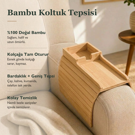 Bambu Koltuk Yanı Tepsisi